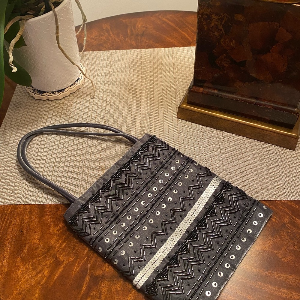 Elegant Gray Beaded Women's Bag,Principles